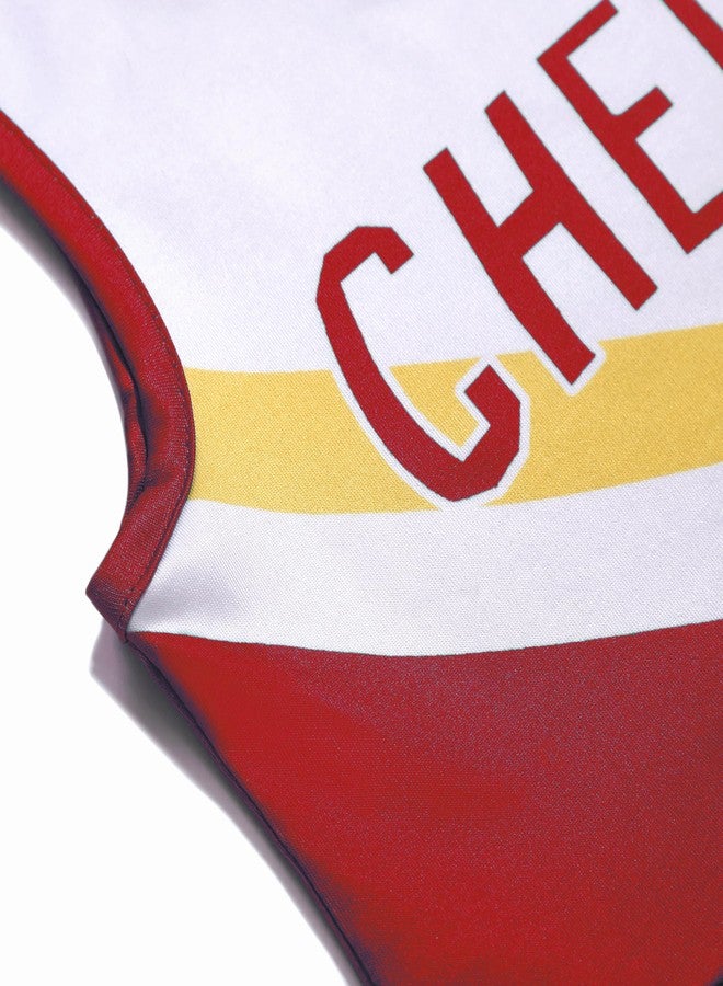 Davsolly Kids Cheer Uniform Girls Cheerleader Costume Red Cheerleading Outfit,Cheer Up Cosplay Cheerleader Gifts Sports - Image 3